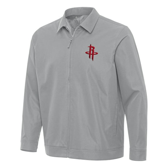 Men's Antigua Gray Houston Rockets Pivot Full-Zip Jacket