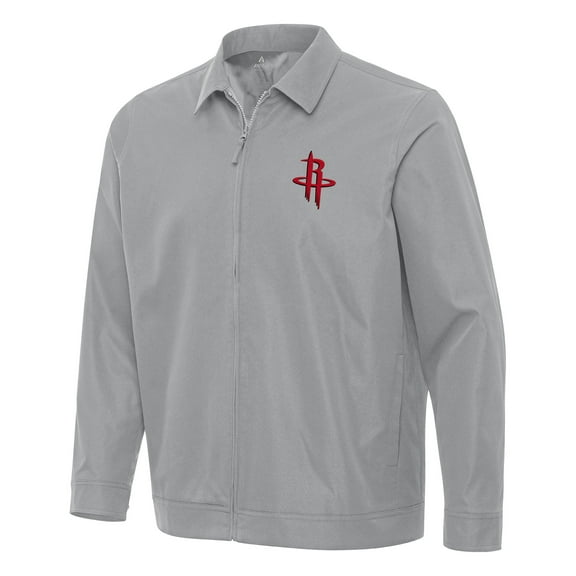Men's Antigua  Gray Houston Rockets Pivot Full-Zip Jacket
