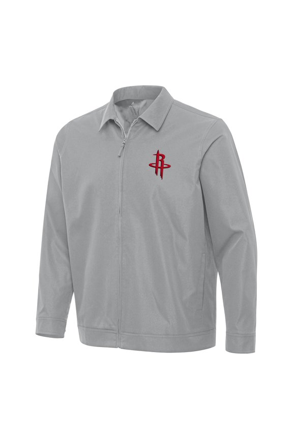 Men's Antigua Gray Houston Rockets Pivot Full-Zip Jacket