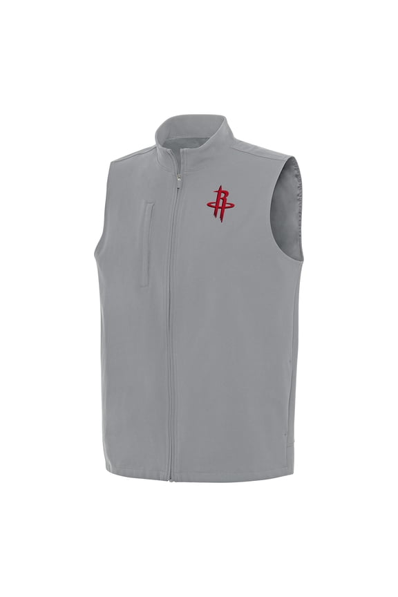 Men's Antigua Gray Houston Rockets Regard Full-Zip Vest