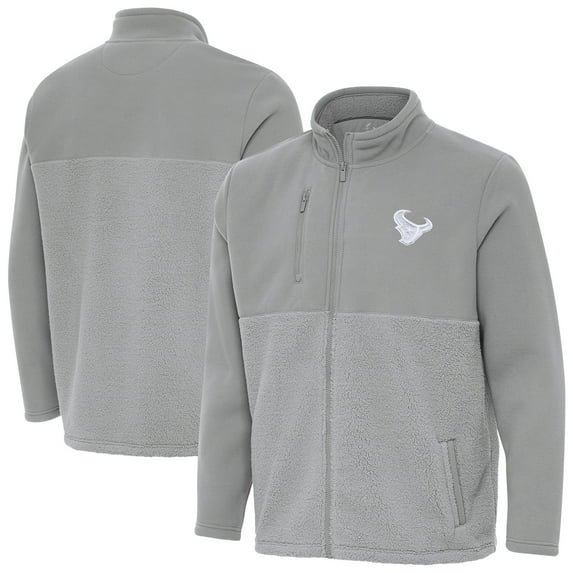 Men's Antigua Gray Houston Texans Daily Fused Full-Zip Jacket