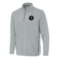 thumbnail image 1 of Men's Antigua Gray Inter Miami CF Perilous Quarter-Zip Pullover Top, 1 of 1