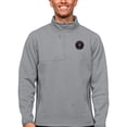 thumbnail image 1 of Men's Antigua Gray Inter Miami CF Primary Team Logo Course Quarter-Zip Pullover Top, 1 of 1