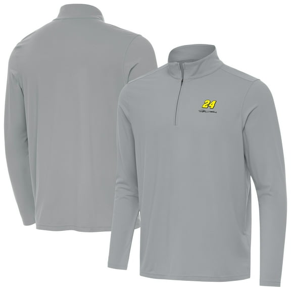 Men's-Antigua  Gray Jeff Gordon Intent Quarter-Zip Top