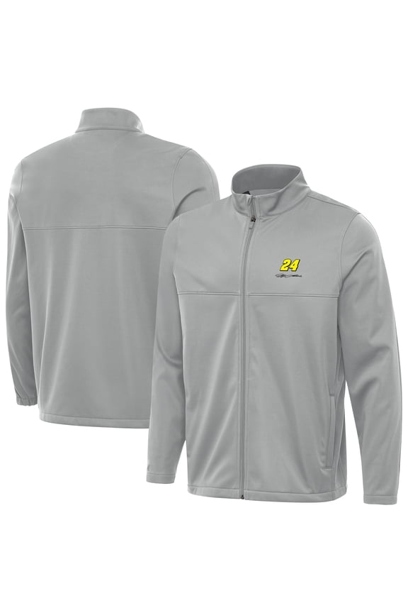 Men's Antigua Gray Jeff Gordon Links 2 Full-Zip Golf Jacket