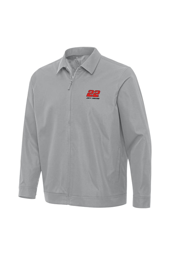 Men's Antigua Gray Joey Logano Pivot Full-Zip Jacket