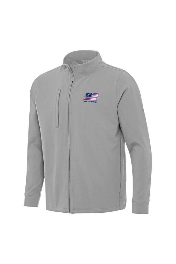 Men's Antigua Gray Joey Logano Regard Full-Zip Jacket