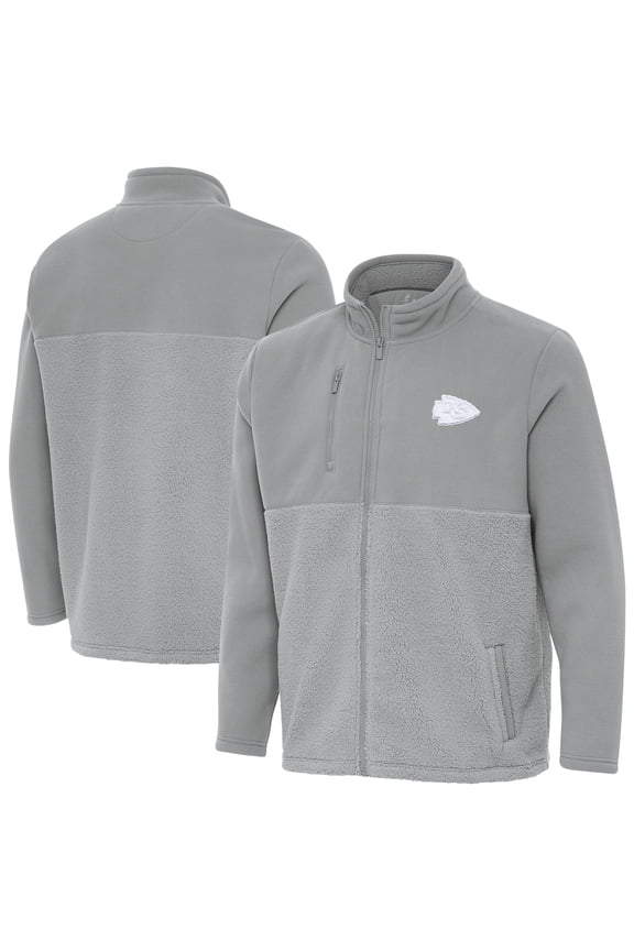 Men's Antigua Gray Kansas City Chiefs Daily Fused Full-Zip Jacket