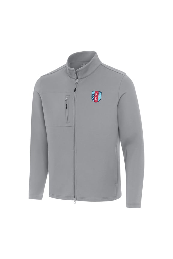Men's Antigua Gray Kansas City Current Objection Double Peached Full-Zip Jacket