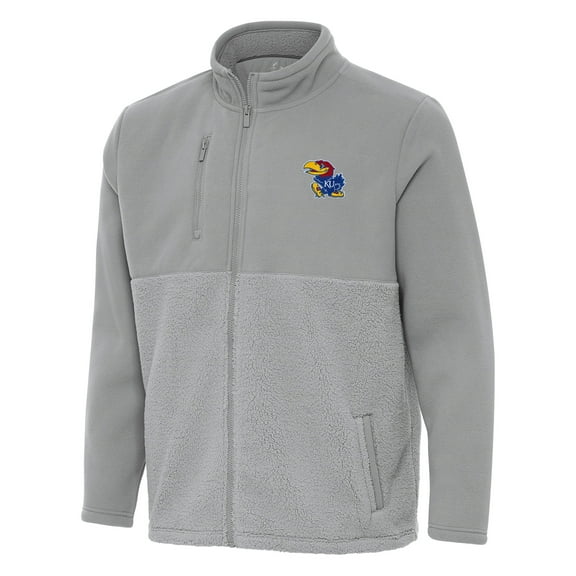 Men's Antigua Gray Kansas Jayhawks Daily Fused Full-Zip Jacket