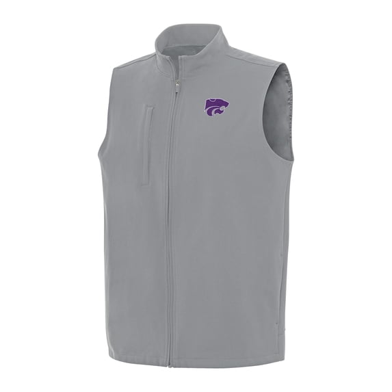 Men's Antigua Gray Kansas State Wildcats Regard Full-Zip Vest