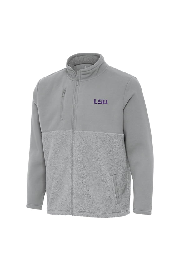 Men's Antigua Gray LSU Tigers Daily Fused Full-Zip Jacket