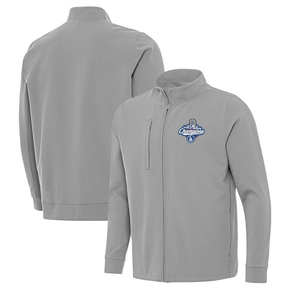 Men's Antigua Gray Los Angeles Dodgers 2025 World Series Champions Regard Full-Zip Jacket