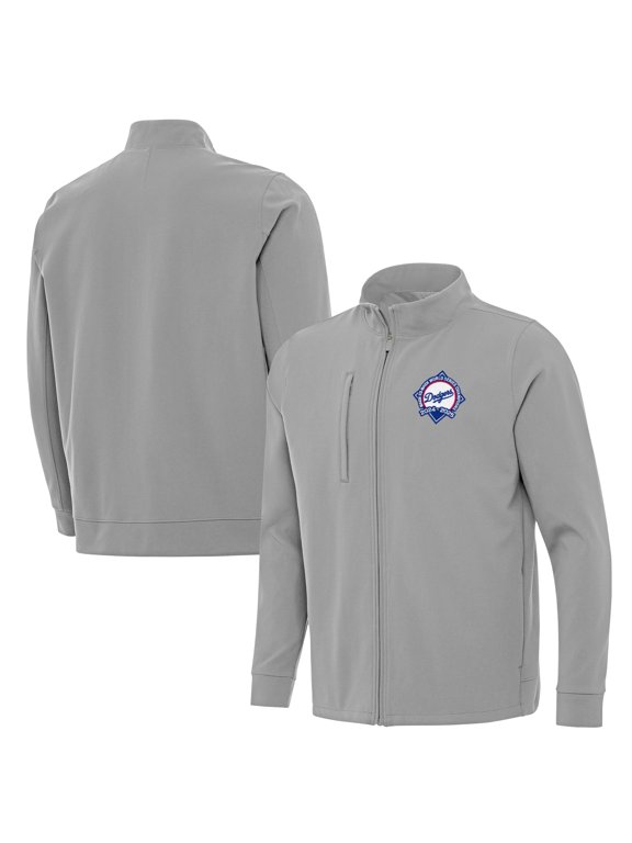 Men's Antigua Gray Los Angeles Dodgers Back-to-Back World Series Champions Regard Full-Zip Jacket