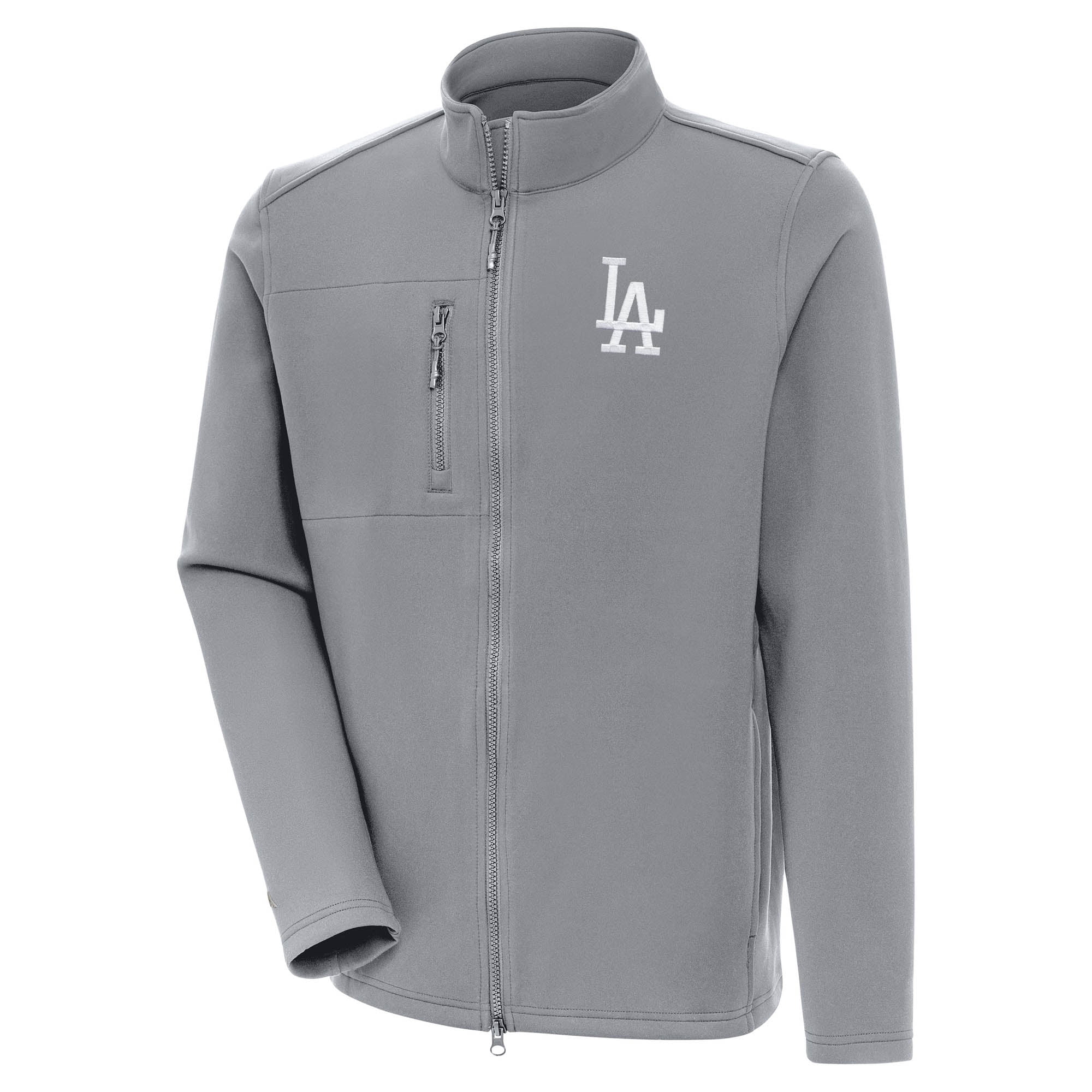 Men's Antigua Gray Los Angeles Dodgers Objection Full-Zip Jacket