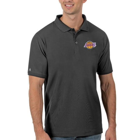 Men's Antigua Gray Los Angeles Lakers Legacy Pique Polo