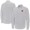 thumbnail image 1 of Men's Antigua Gray Louisville Cardinals Porter Woven Tri-Blend Long Sleeve Button-Down Shirt, 1 of 3
