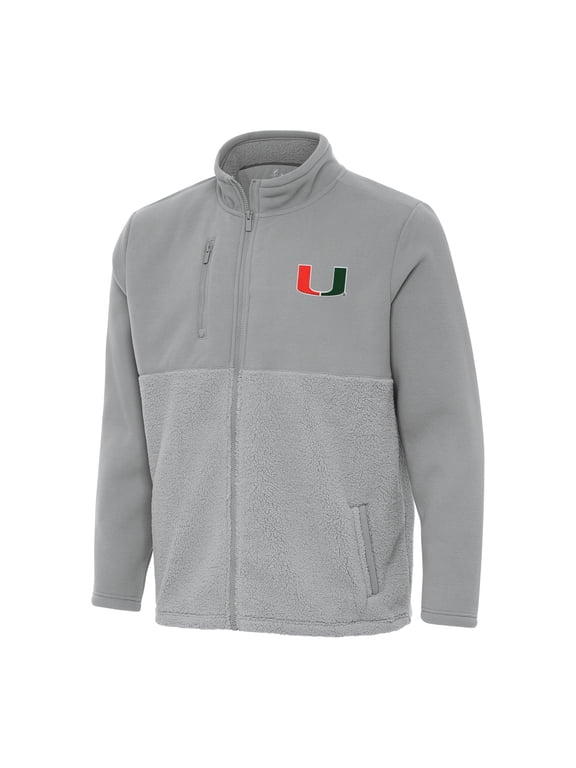 Men's Antigua Gray Miami Hurricanes Daily Fused Full-Zip Jacket