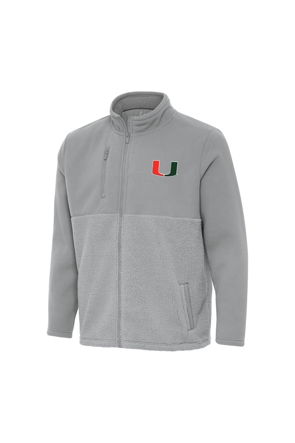 Men's Antigua Gray Miami Hurricanes Daily Fused Full-Zip Jacket