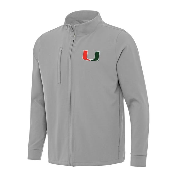Men's Antigua Gray Miami Hurricanes Regard Full-Zip Jacket