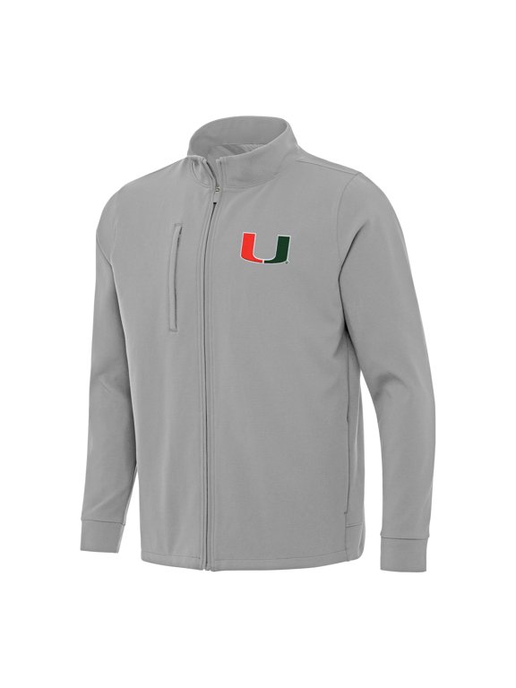Men's Antigua Gray Miami Hurricanes Regard Full-Zip Jacket