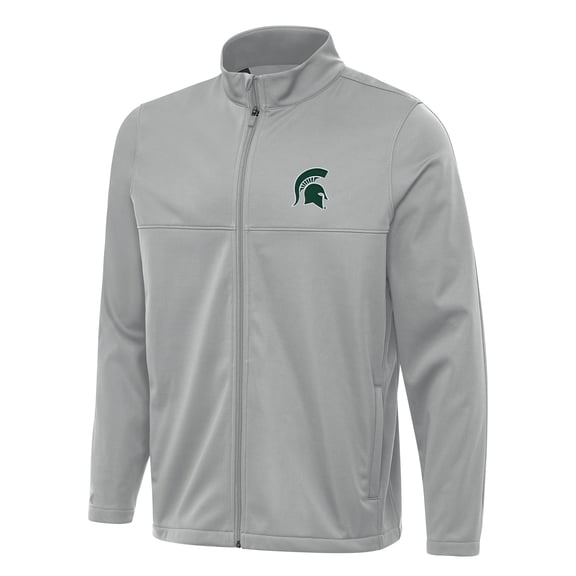 Men's Antigua Gray Michigan State Spartans Links 2 Full-Zip Golf Jacket