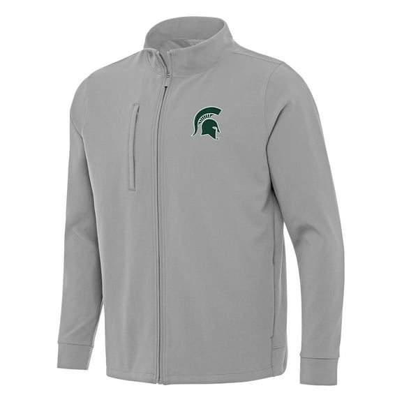 Men's Antigua Gray Michigan State Spartans Regard Full-Zip Jacket