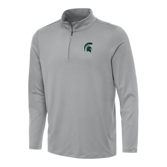 Men's Antigua Gray Michigan State Spartans Reprocess Quarter-Zip Top