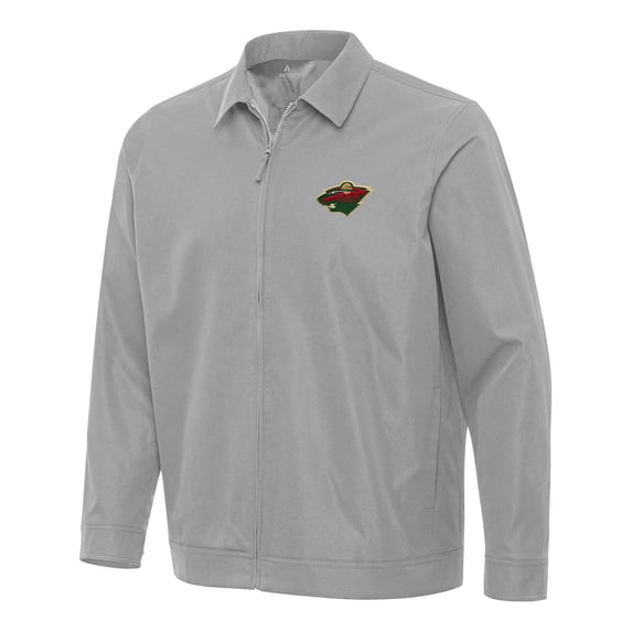 Men's Antigua Gray Minnesota Wild Pivot Full-Zip Jacket