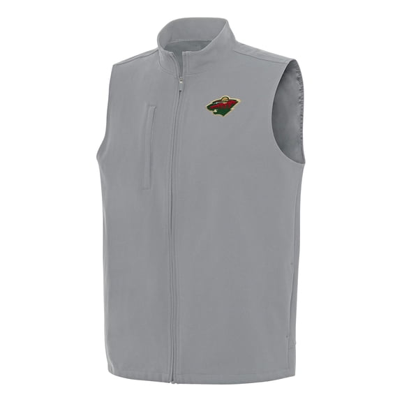 Men's Antigua Gray Minnesota Wild Regard Full-Zip Vest