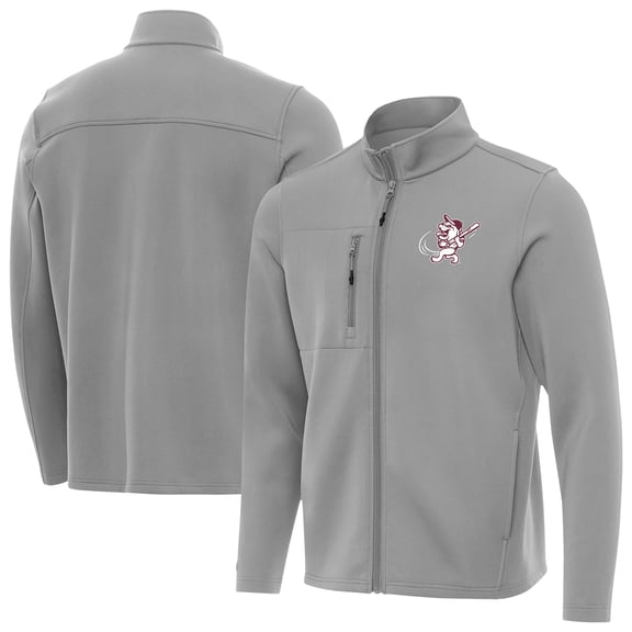 Men's Antigua Gray Mississippi State Bulldogs Objection Swinging Bully Full-Zip Jacket