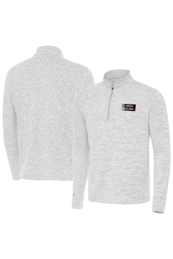 Men's Antigua Gray NASCAR Mexico Series Race Cause Quarter-Zip Jacket