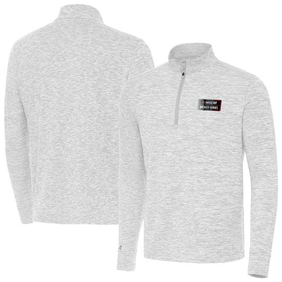 Men's Antigua Gray NASCAR Mexico Series Race Cause Quarter-Zip Jacket