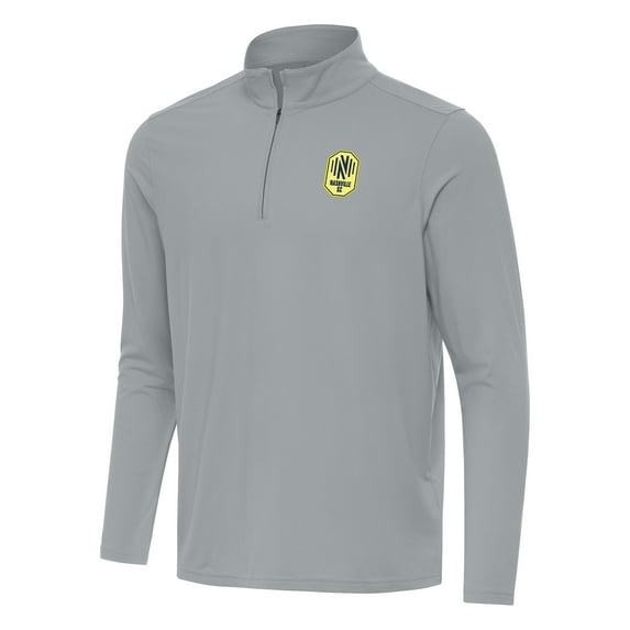Men's Antigua Gray Nashville SC Intent Quarter-Zip Jacket