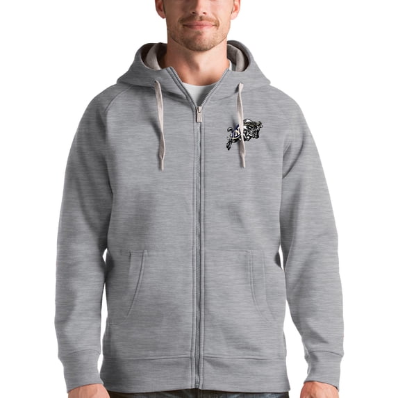Men's Antigua Gray Navy Midshipmen Victory Full-Zip Hoodie