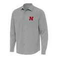 thumbnail image 1 of Men's Antigua Gray Nebraska Huskers Exposure Woven Long Sleeve Button-Up Shirt, 1 of 1