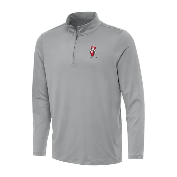 Men's Antigua Gray Nebraska Huskers Herbie Husker Golf Reprocess Quarter-Zip Top