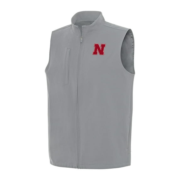 Men's Antigua Gray Nebraska Huskers Regard Full-Zip Vest