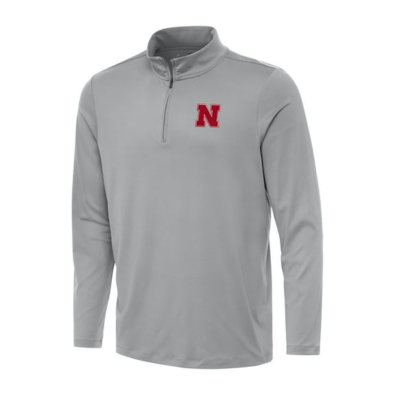 Men's Antigua Gray Nebraska Huskers Reprocess Quarter-Zip Top