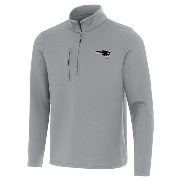 Men's Antigua Gray New England Patriots Insider Quarter-Zip Jacket
