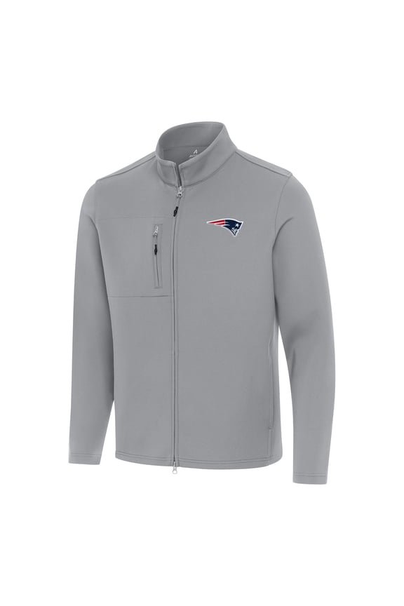 Men's Antigua Gray New England Patriots Objection Full-Zip Jacket