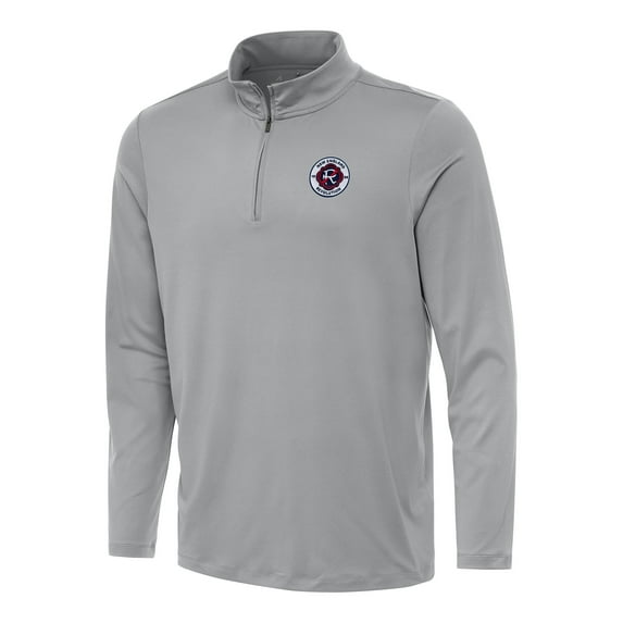 Men's Antigua Gray New England Revolution Reprocess Quarter-Zip Jacket