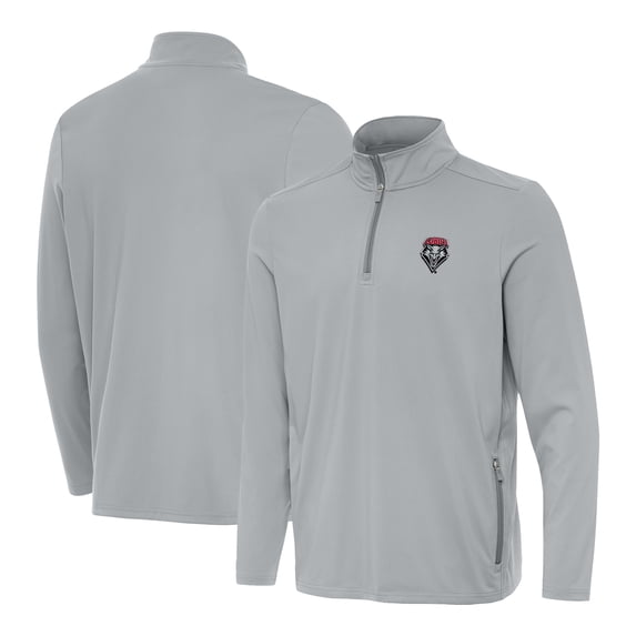 Men's Antigua Gray New Mexico Lobos Perilous Quarter-Zip Top