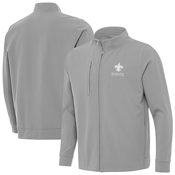 Men's Antigua Gray New Orleans Saints Regard Full-Zip Jacket