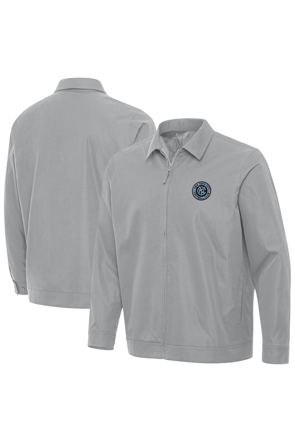Men's-Antigua  Gray New York City FC Full-Zip Pivot Jacket