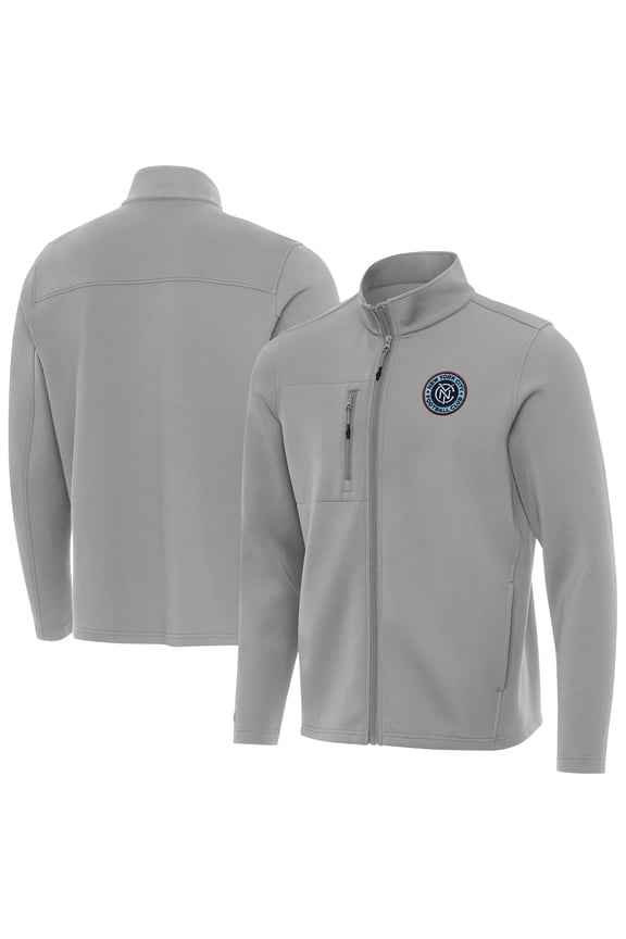 Men's-Antigua Gray New York City FC Objection Full-Zip Jacket
