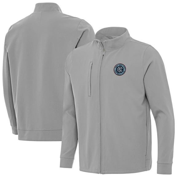 Men's-Antigua  Gray New York City FC Regard Full-Zip Jacket