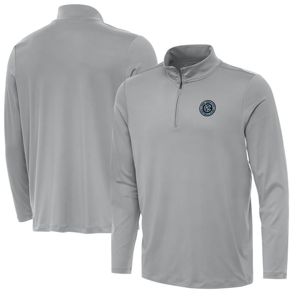 Men's-Antigua Gray New York City FC Reprocess Quarter-Zip Pullover