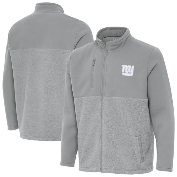 Men's Antigua Gray New York Giants Daily Fused Full-Zip Jacket