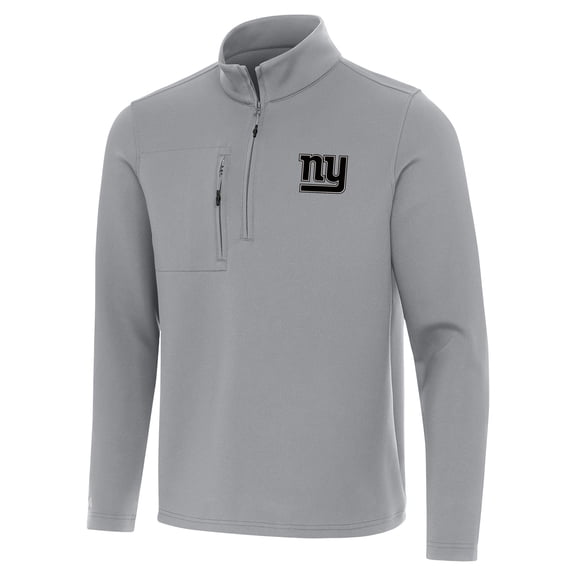 Men's Antigua  Gray New York Giants Insider Quarter-Zip Jacket